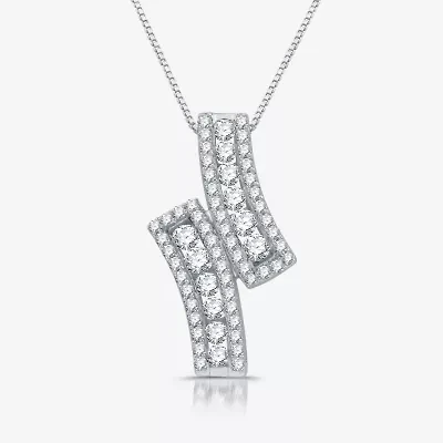 Womens 1 CT. T.W. Lab Grown White Diamond Sterling Silver 18 Inch Pendant Necklace