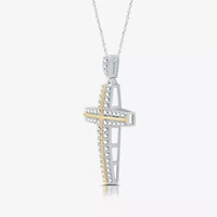 Womens 3/4 CT. T.W. Lab Grown White Diamond 14K Gold Over Silver Cross 18 Inch Pendant Necklace