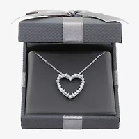 Womens 1/ CT. T.W. Lab Grown White Diamond Sterling Silver Heart 18 Inch Pendant Necklace
