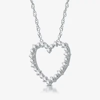 Womens 1/ CT. T.W. Lab Grown White Diamond Sterling Silver Heart 18 Inch Pendant Necklace
