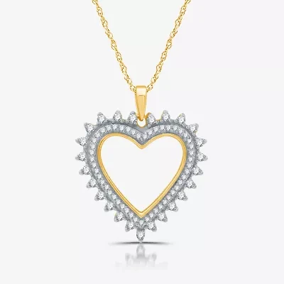 Womens 1/ CT. T.W. Lab Grown White Diamond 14K Gold Over Silver Sterling Silver Heart 18 Inch Pendant Necklace