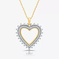 Womens 1/ CT. T.W. Lab Grown White Diamond 14K Gold Over Silver Sterling Silver Heart 18 Inch Pendant Necklace