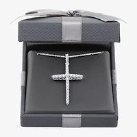 Womens / CT. T.W. Lab Grown White Diamond Sterling Silver Cross 18 Inch Pendant Necklace