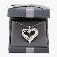Womens 3/4 CT. T.W. Lab Grown White Diamond 14K Rose Gold Over Silver Sterling Silver Heart 18 Inch Pendant Necklace