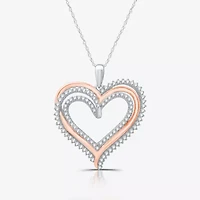 Womens 3/4 CT. T.W. Lab Grown White Diamond 14K Rose Gold Over Silver Sterling Silver Heart 18 Inch Pendant Necklace