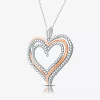 Womens 3/4 CT. T.W. Lab Grown White Diamond 14K Rose Gold Over Silver Sterling Silver Heart 18 Inch Pendant Necklace