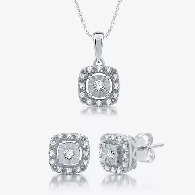 Womens 1/2 CT. T.W. Lab Grown White Diamond Sterling Silver Cushion 2-pc. Jewelry Set