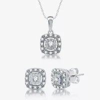 Womens 1/2 CT. T.W. Lab Grown White Diamond Sterling Silver Cushion 2-pc. Jewelry Set