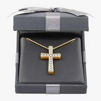 Womens 1/ CT. T.W. Lab Grown White Diamond 14K Gold Over Silver Sterling Silver Cross 18 Inch Pendant Necklace