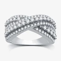 Womens 5.5MM 1 1/2 CT. T.W. Lab Grown White Diamond Sterling Silver Band