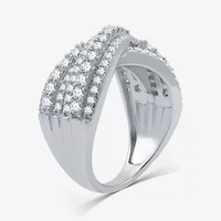 Womens 5.5MM 1 1/2 CT. T.W. Lab Grown White Diamond Sterling Silver Band