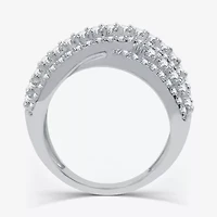 Womens 5.5MM 1 1/2 CT. T.W. Lab Grown White Diamond Sterling Silver Band