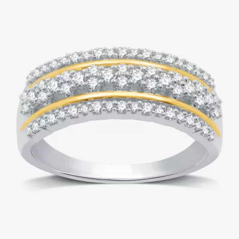Womens 1/2 CT. T.W. Lab Grown White Diamond 14K Gold Over Silver Sterling Band