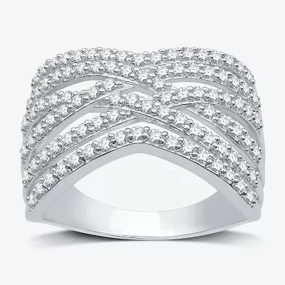 Womens 1 CT. T.W. Lab Grown White Diamond Sterling Silver Band