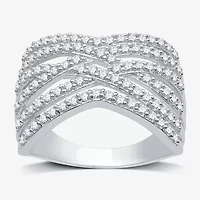 Womens 1 CT. T.W. Lab Grown White Diamond Sterling Silver Band