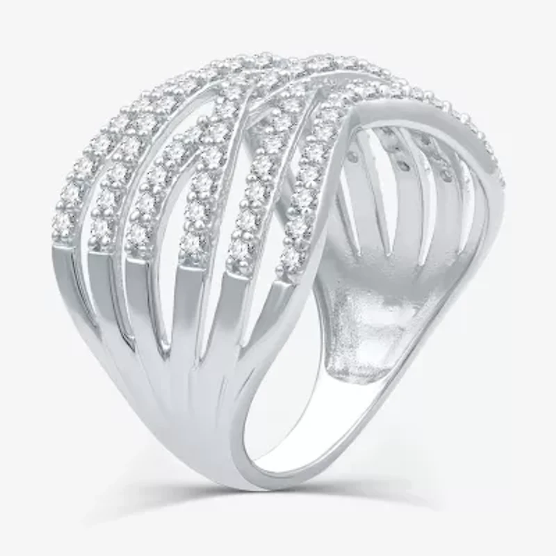 Womens 1 CT. T.W. Lab Grown White Diamond Sterling Silver Band