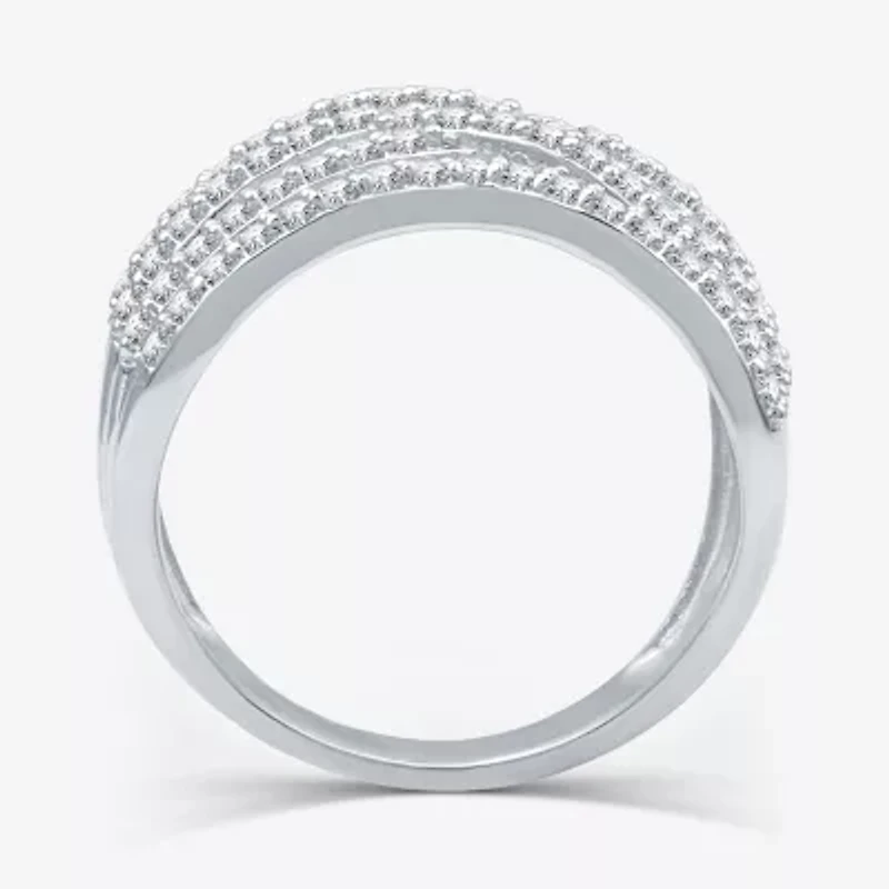 Womens 1 CT. T.W. Lab Grown White Diamond Sterling Silver Band