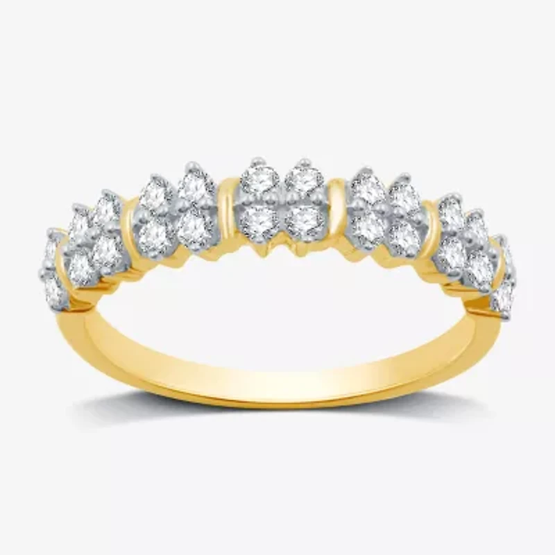 Womens 1/2 CT. T.W. Lab Grown White Diamond 14K Gold Over Silver Sterling Band