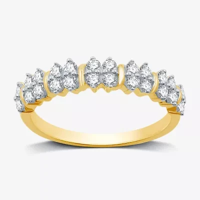 Womens 1/2 CT. T.W. Lab Grown White Diamond 14K Gold Over Silver Sterling Band