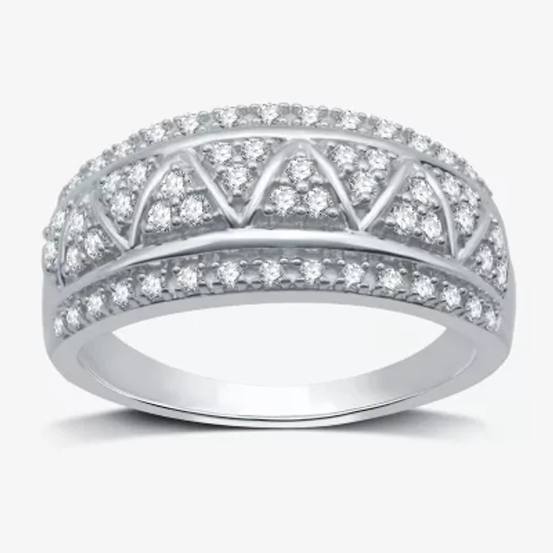 Womens /2 CT. T.W. Lab Grown White Diamond Sterling Silver Band