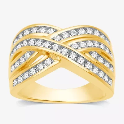 Womens 1 CT. T.W. Lab Grown White Diamond 14K Gold Over Silver Sterling Band