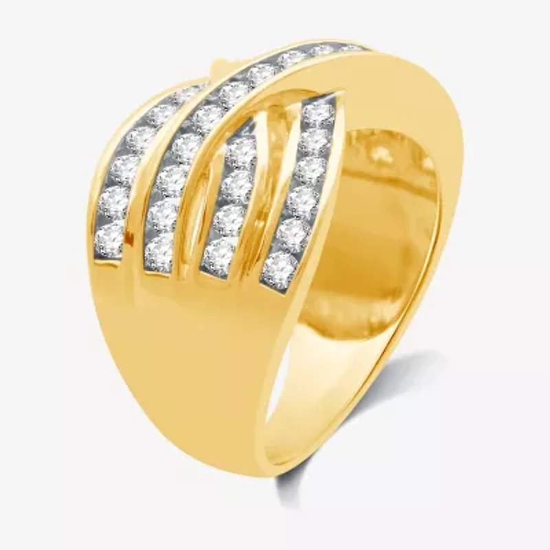 Womens 1 CT. T.W. Lab Grown White Diamond 14K Gold Over Silver Sterling Band