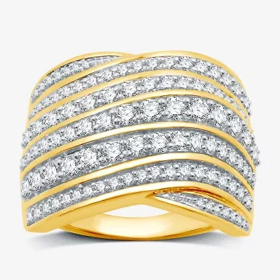 Womens 1 1/2 CT. T.W. Lab Grown White Diamond 14K Gold Over Silver Band