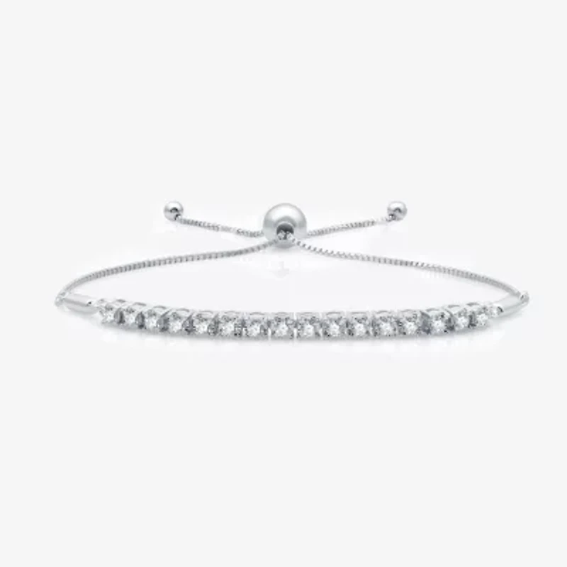 Womens 1/ CT. T.W. Lab Grown White Diamond Sterling Silver Bolo Bracelet