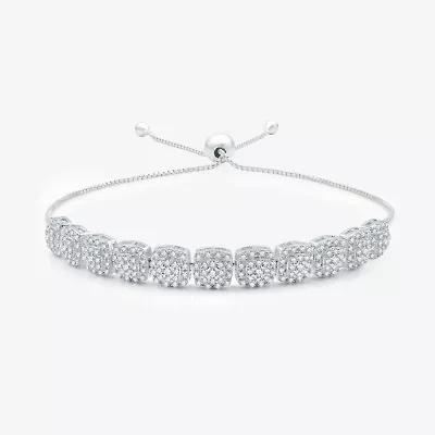 Womens 1 1/2 CT. T.W. Lab Grown White Diamond Sterling Silver Bolo Bracelet