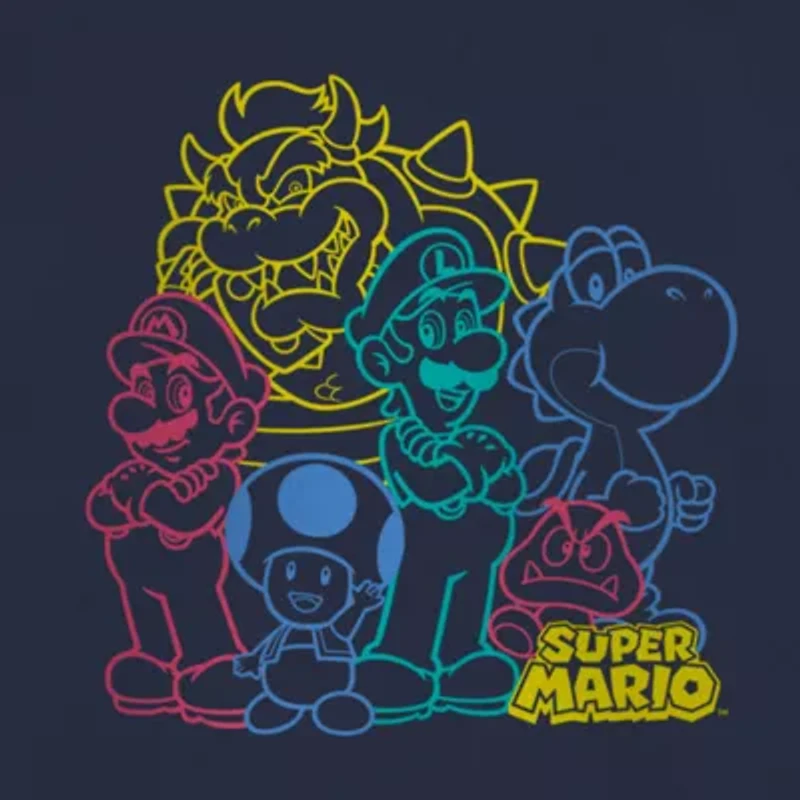 Little & Big Kid Boys Crew Neck Short Sleeve Regular Fit Super Mario Graphic T-Shirt