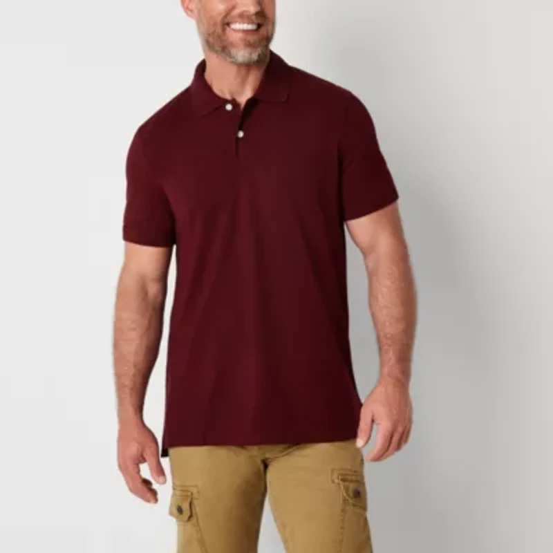 St. John's Bay Premium Stretch Mens Classic Fit Short Sleeve Polo Shirt