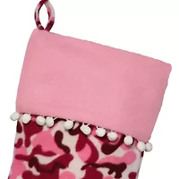 15.75'' Pink and Brown Camouflage Christmas Stocking with Cuff