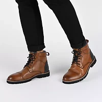 Thomas And Vine Mens Reddick Block Heel Lace-Up Boots