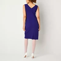 Maya Brooke Womens Pearl Trim Grid Jacket Dress