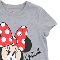 Disney Collection Little & Big Kid Girls Crew Neck Short Sleeve Regular Fit Minnie Mouse Graphic T-Shirt