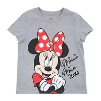 Disney Collection Little & Big Kid Girls Crew Neck Short Sleeve Regular Fit Minnie Mouse Graphic T-Shirt