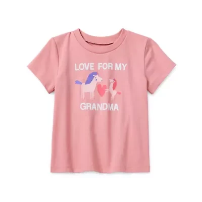 Okie Dokie Toddler & Little Girls Round Neck Short Sleeve Regular Fit Graphic T-Shirt