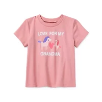 Okie Dokie Toddler & Little Girls Round Neck Short Sleeve Regular Fit Graphic T-Shirt