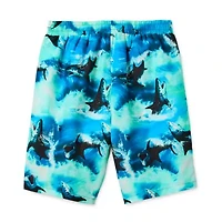 Thereabouts At The Knee Boxer Brief Lined Little & Big Kid Boys Drawstring Waist Animal Board Shorts