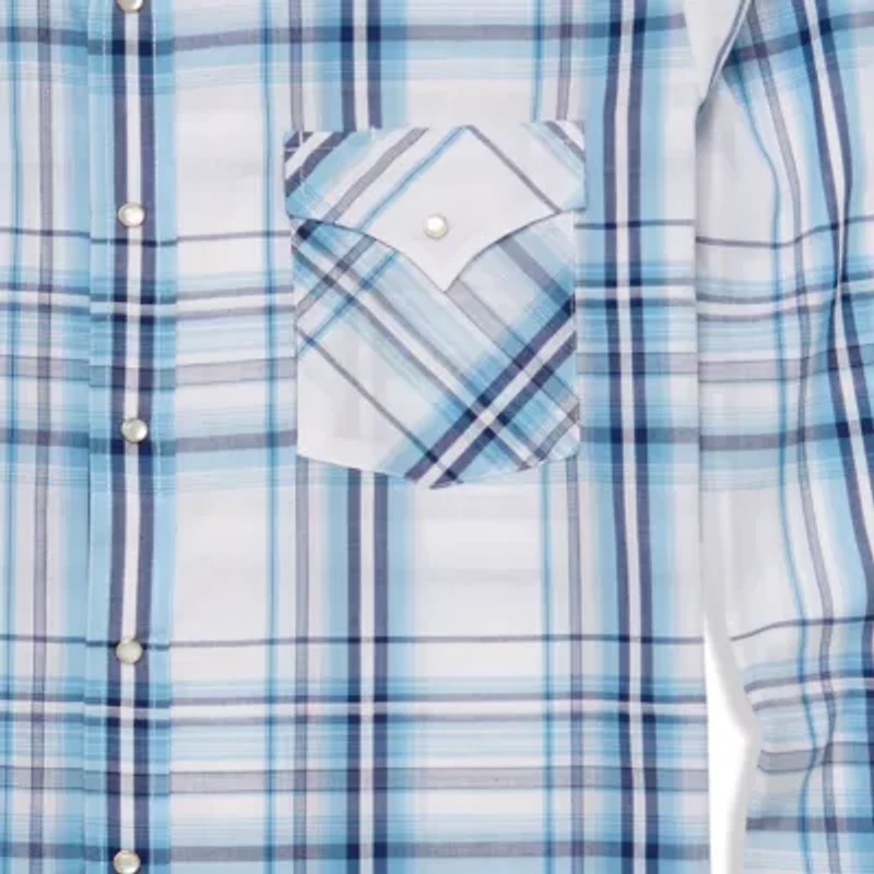 Ely Cattleman Textured Plaid Big and Tall Mens Long Sleeve Western Shirt