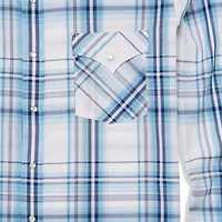 Ely Cattleman Textured Plaid Big and Tall Mens Long Sleeve Western Shirt