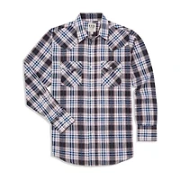 Ely Cattleman Textured Aztec Plaid Mens Long Sleeve Western Shirt