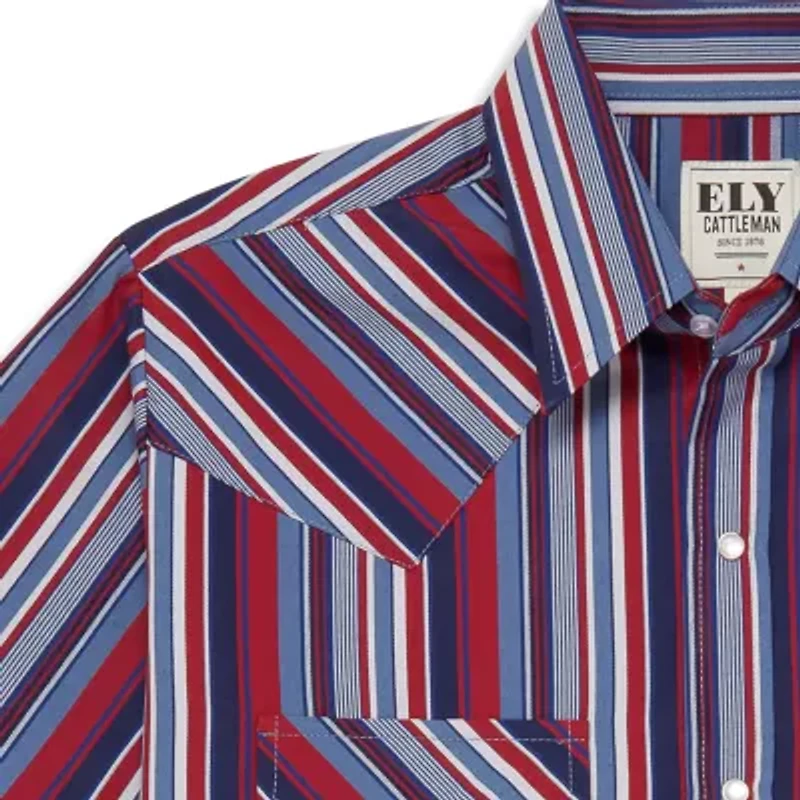 Ely Cattleman Textured Stripe Mens Long Sleeve Western Shirt