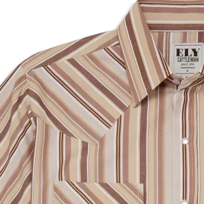 Ely Cattleman Textured Stripe Mens Long Sleeve Western Shirt