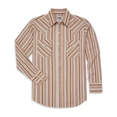 Ely Cattleman Textured Stripe Mens Long Sleeve Western Shirt