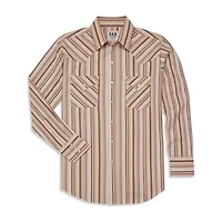 Ely Cattleman Textured Stripe Mens Long Sleeve Western Shirt