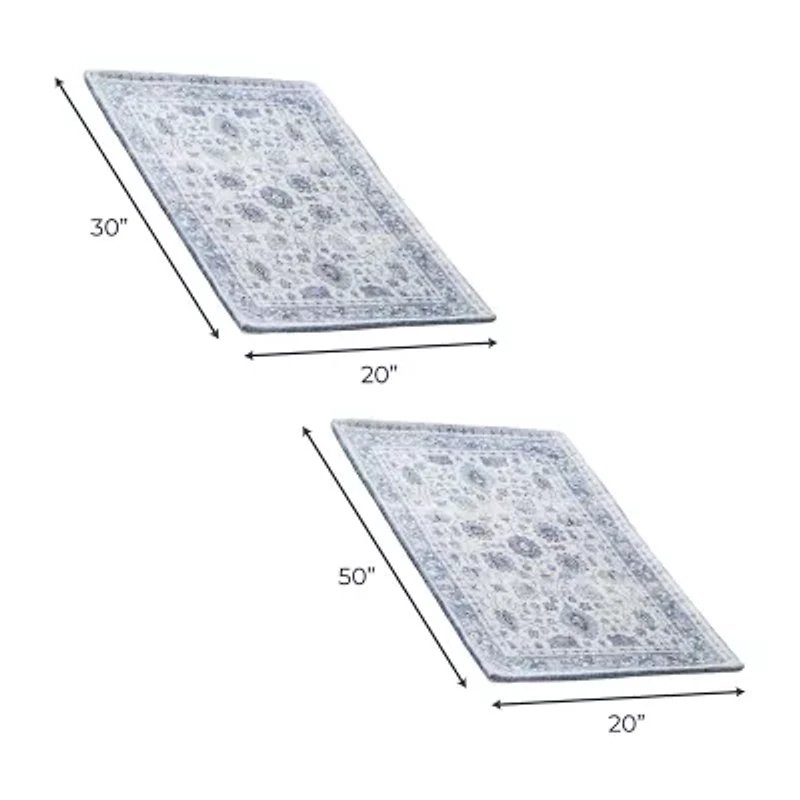 Linery Matra 2-pc. Traditional Floral Washable Skid Resistant Indoor Rectangular Set
