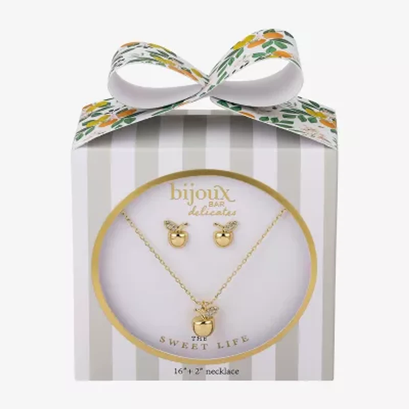 Bijoux Bar Delicates Gold Tone Apple Womens Crystal 2-pc. Jewelry Set