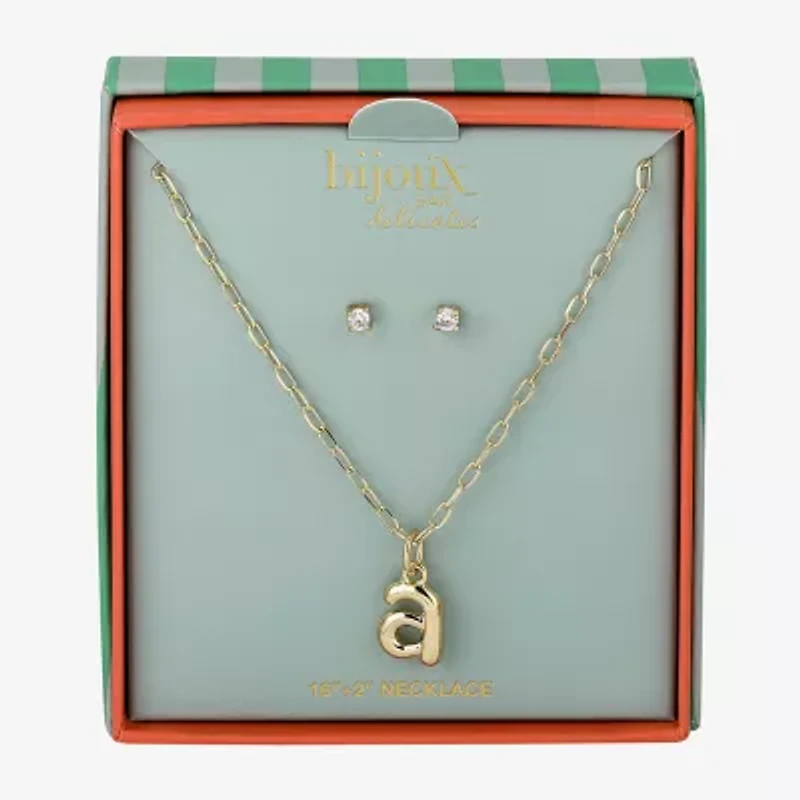 Bijoux Bar Delicates Gold Tone  Initial Womens 2-pc. Jewelry Set