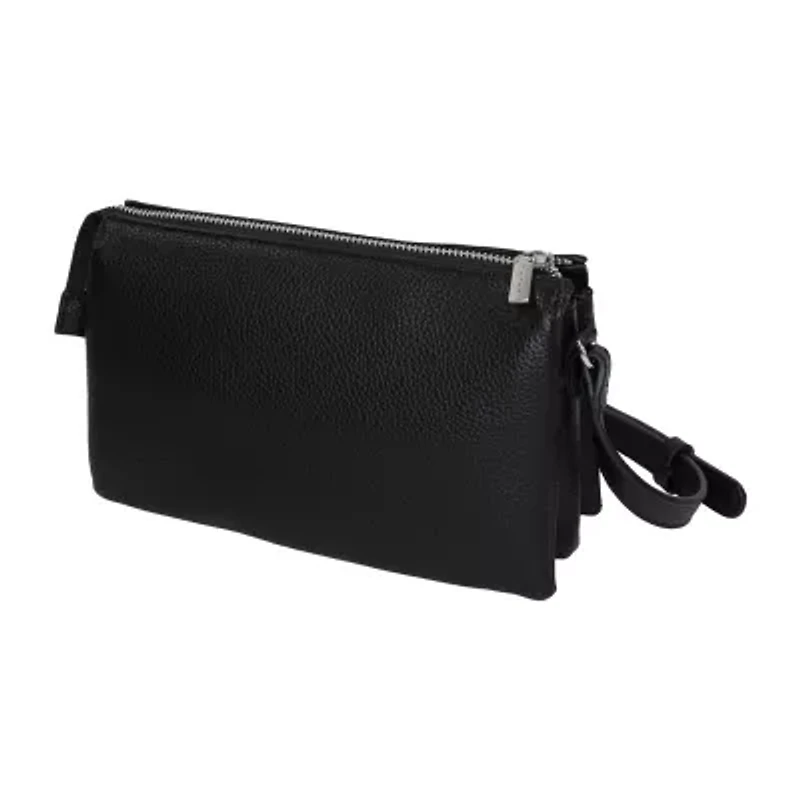 Tahari Pearson Pleated Triple Compartment Crossbody Bag